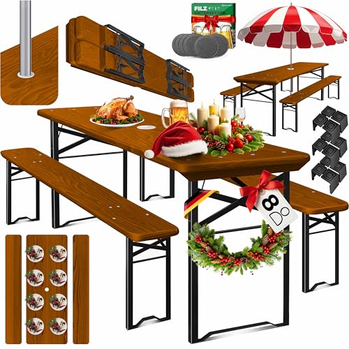 KESSER® Bierzeltgarnitur 3 teilig Gartenmöbel-Set | Klappbar 170 x 46