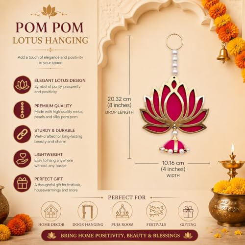 Image of BindianLotus Hanging Pack of 10 for Home Decor, Wall Hanging for Living Room, Pooja Room Items, Mandir Accessories, Main Door Accent, Diwali Festival Decoration, Housewarming Gift
