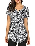 Halife Womens Plus Size Tops Casual Short Sleeve T-Shirt Blouses Floral Summer Tunic Tops for Leggin