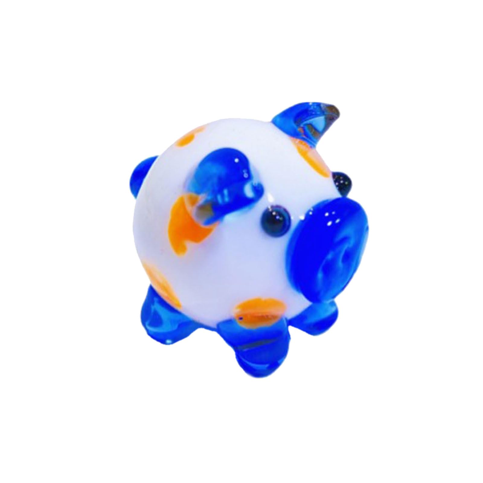 Uqezagpa Handmade Colorful Glass Piggy Figurine Miniature Animal Statue Ornament for Home Decors and Office Desk