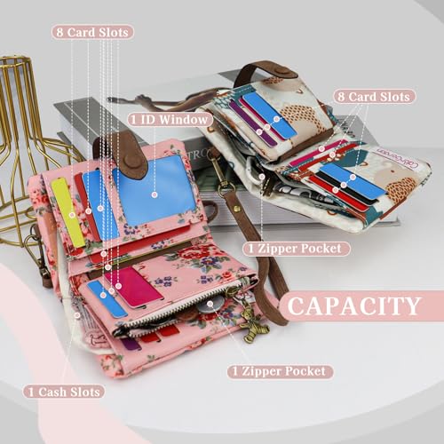 Cute Wallet, Women's Wallets with Detachable Wrist Strap, 11 Card Slot Small Wallets Woman Portable Travel Wallet with 2 Zipper Coin Pocket for Ladies (elephant, White)4