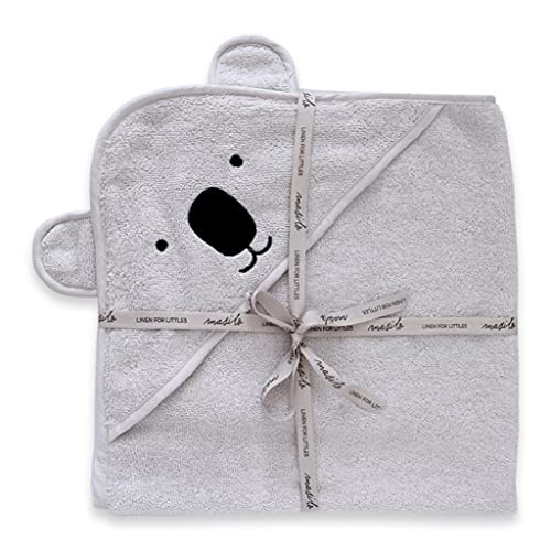 Image of Masilo 100% Cotton Hooded Towel /Ideal for Babies 0-18months / Luxurious and Super Absorbent Baby Towel /Infant to Toddler Wrap Towel with Hood /Soft, Lightweight and Breathable /Koala /Grey