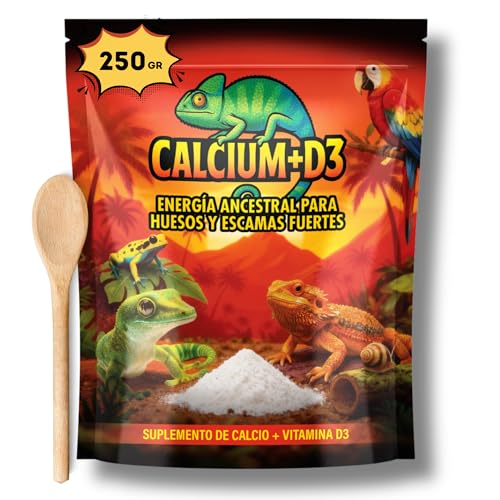 AF® Calcium Tortue Terrestre et Reptile, 250g Calcium Reptile Poudre Vitamine D3 sans Phosphore, Terrarium Gecko Complément Minéral, Poudre Ultrafine avec Doseur pour...