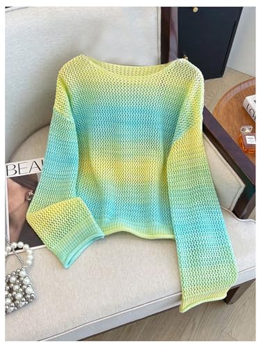 Verdusa Women's Crochet Sweater Hollow Out Long Sleeve Drop Shoulder Loose Pullovers3