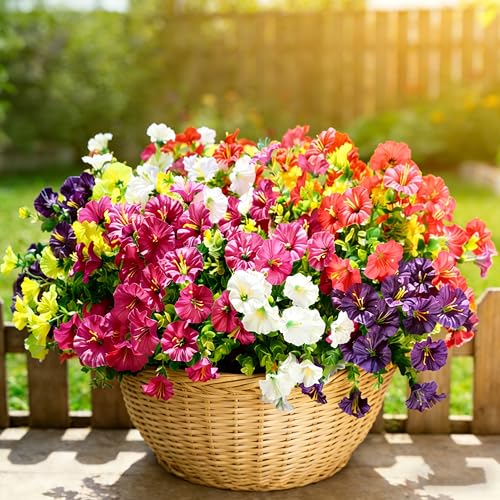 12 Bundles Artificial Flowers for Outdoors Silk Morning Glory Flowers(Mix)