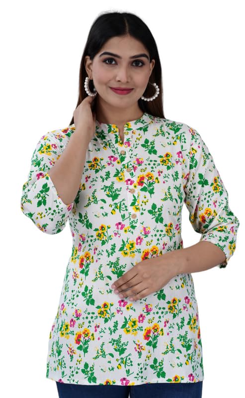 Image of Jikonet Women's Printed Rayon Straight Short Kurti