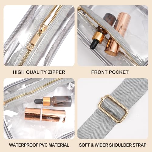 Image of Fibrdoo Clear Bag Stadium Approved, Leather Clear Crossbody Purse Bag for Concerts Sports Events Festivals