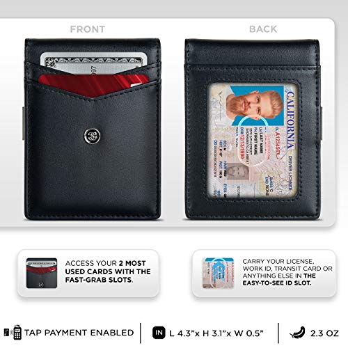 Suavell Leather Slim Wallets for Men. Wallet Card Holder with Money Clip. Low Profile RFID Wallet Minimalist Wallet3