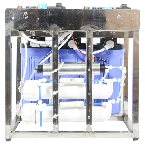 Image of iSpring 25 LPH commercial RO + UV water purifier Plant 25 Liter Per Hour With Double purification Blue Stainless steel Full Automatic with TDS Adjuster