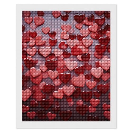 Kit peinture diamant 5D cœurs 40x50 cm avec perles carrées complètes et outils