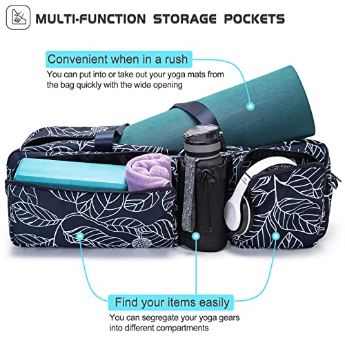 HAGUSU Yoga Mat Bag, Waterproof Large Yoga Bags and Carriers Tote Bag for Women Men, Yoga Mat Gym Tote Sports Duffle Bag Carry Bag with Wet Pocket & Shoulder Strap for Yoga/Pilates/Workout/Dancing/Gym - Image 3