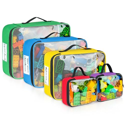 5er PVC Spielzeug Aufbewahrungstaschen kompatibel mit Legosteinen,...