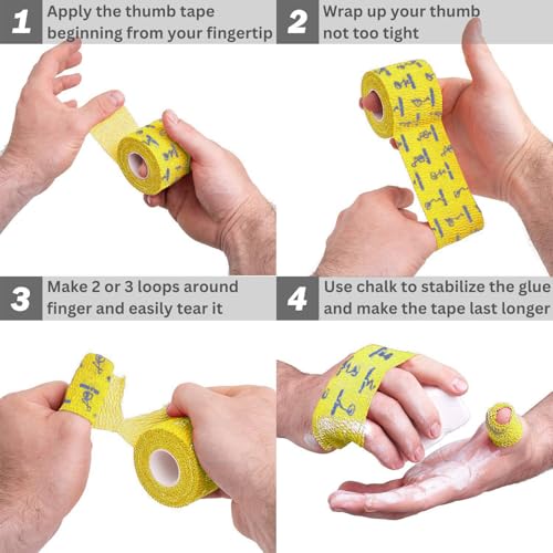 Image of WARM BODY COLD MIND 1.85 inch Weightlifting Thumb Tape - Hook Grip Tape for Powerlifting, Cross Training, Gym Tape, Workout, Weight Lifting Tape, Athletic Finger Wrap (Yellow 3 Rolls)