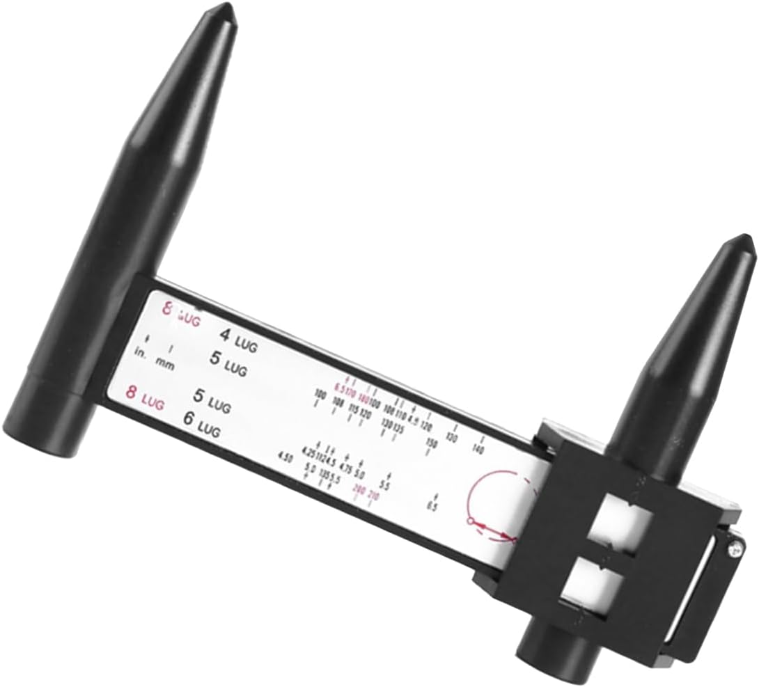 KITUREK PCD Gauge Ruler, Wheel/Rim Bolt Pattern Sliding Measuring Tool, Car Wheel Lug Bolt Pattern Gauge PCD Ruler for 4 5 6 8 Holes Sliding Caliper