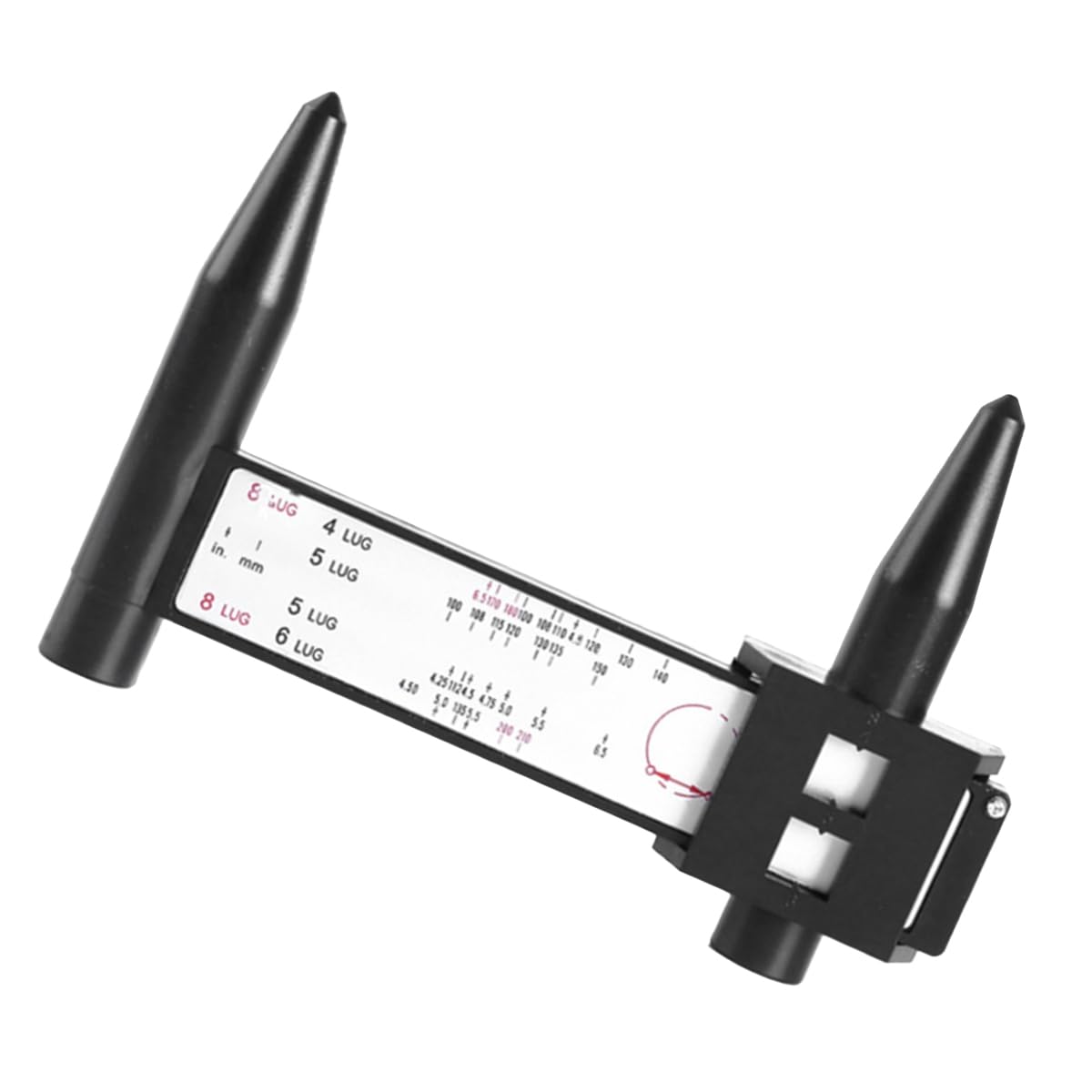 PCD Gauge Ruler, Wheel/Rim Bolt Pattern Sliding Measuring Tool, Car Wheel Lug Bolt Pattern Gauge PCD Ruler for 4 5 6 8 Holes Sliding Caliper