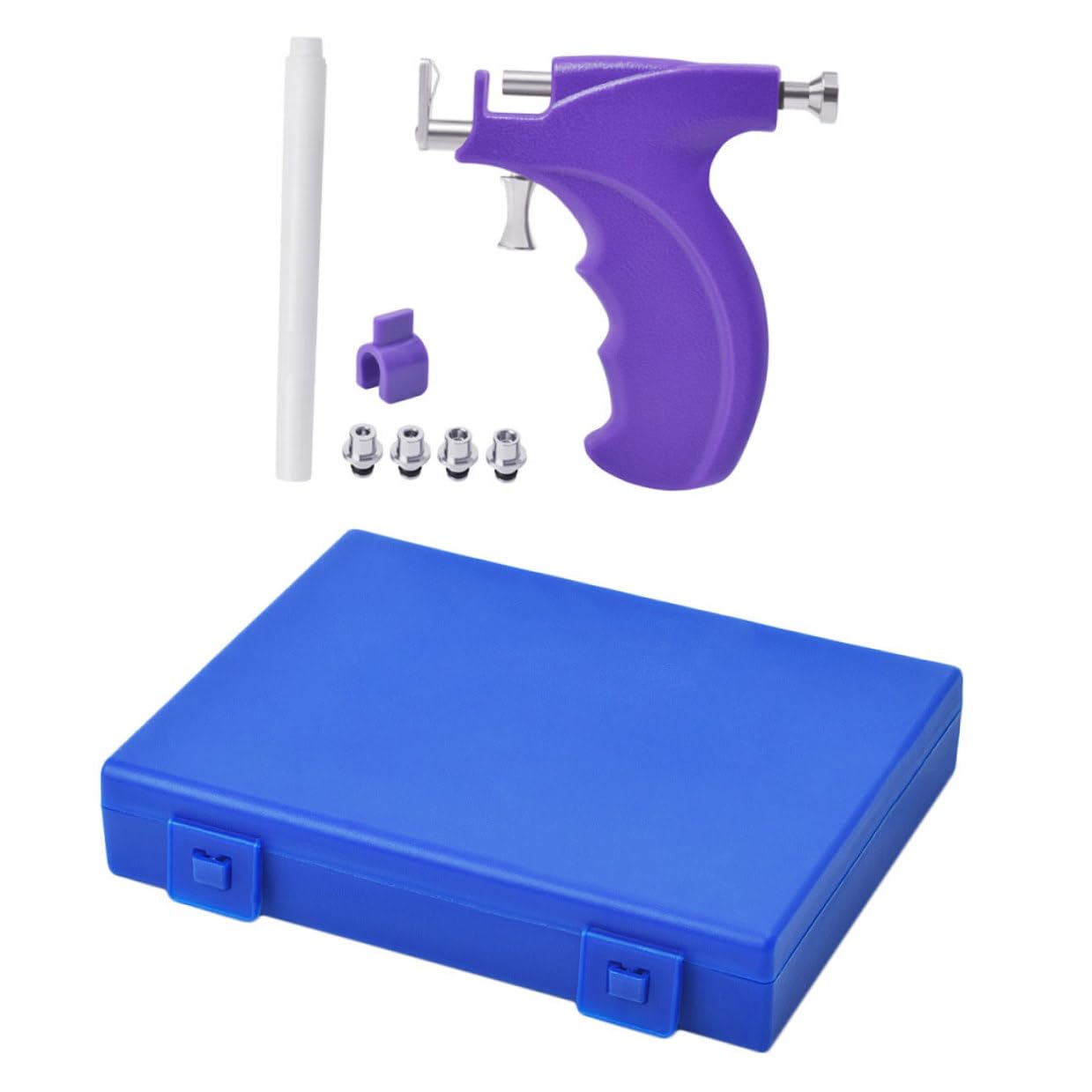 Strumento per Forare le Orecchie in Acciaio Inox Portatile Viola Dispositivo Sicuro per Piercing Orecchini Donna Uso Domestico Kit Completo Colore Casuale