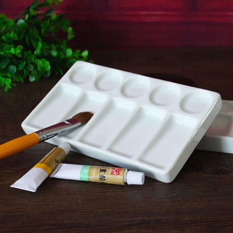 paleta malarska Biała ceramiczna prostokątna paleta farb artystycznych do akwareli gwasz akrylowy obraz olejny kaligrafia, 10 studni