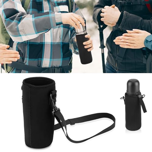 Foto von Garosa Universal Flaschenhülle Neopren abnehmbare Wasserflasche mit Schultergurt für Wandern, Angeln, Laufen, Spazieren und Trekking
