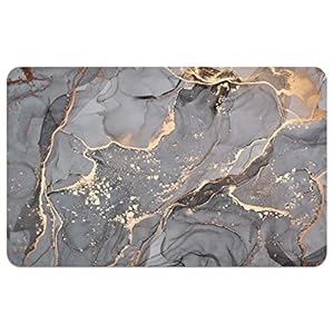 SHENWSAN Diatomaceous Earth Bath mat ，Black Gold Shiny Marble Super Absorbent Fast Drying Non-Slip Diatomite Mud Bathroom Floor Rugs，Office Doormat Kitchen Dining Living Hallway Area Rug,40cm×60cm
