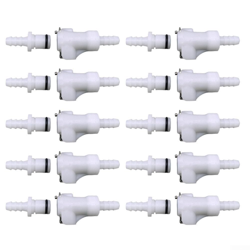 5 paia di raccordi a scollegamento rapido per tubi flessibili, connettori maschio femmina da 0,6 cm, inserti per valvola di intercettazione in plastica, 80 PSI per la produzione di birra