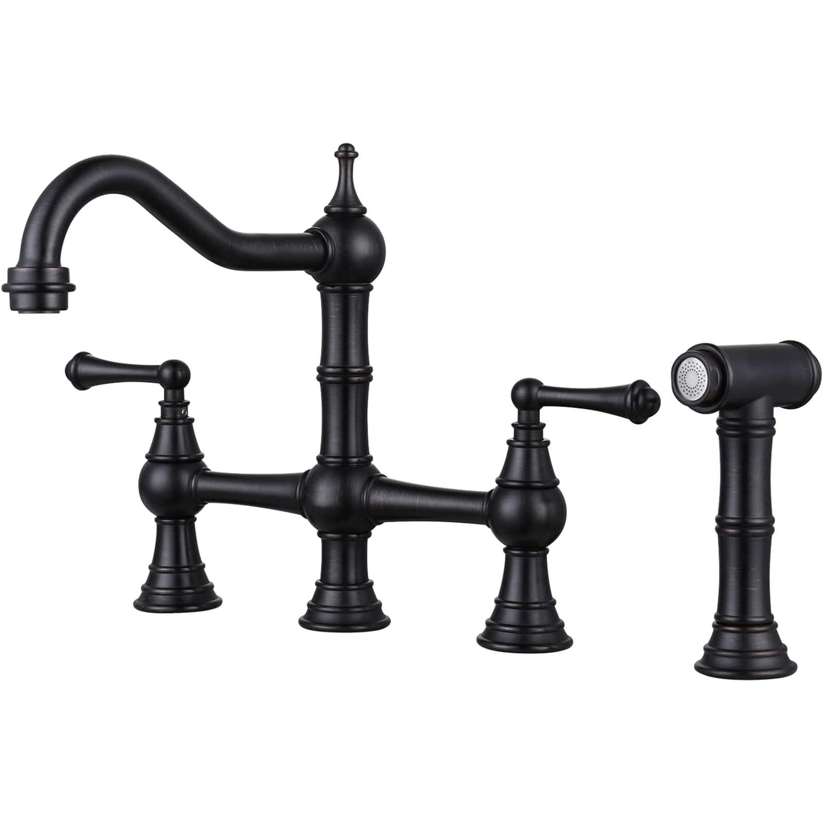 ZYCHSJXA Antique Bronze B Kitchen Faucet with Bridge Design and Side Sprayer Mixer Tap