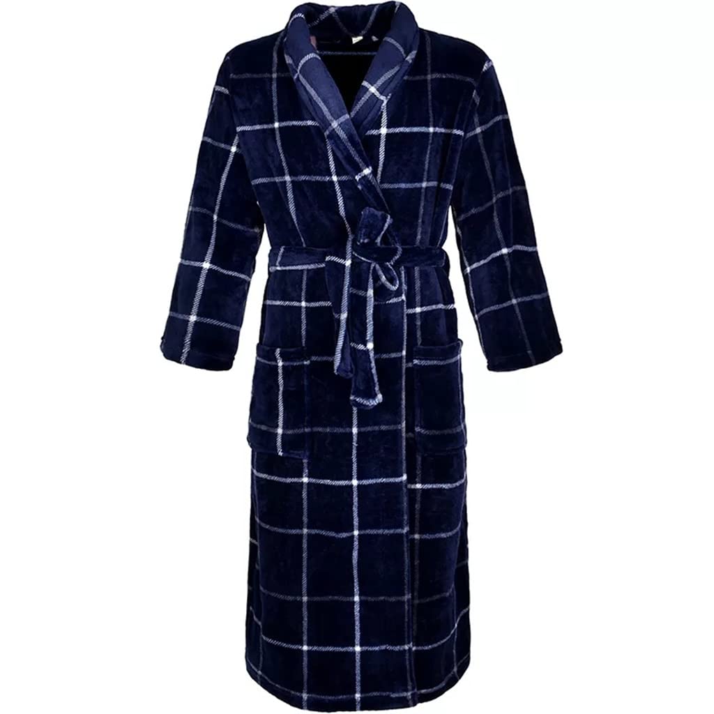 LMMSHA Męski długi, ciepły zimowy flanelowy szlafrok kimono Plus Size piżama dla miłośników kobiet