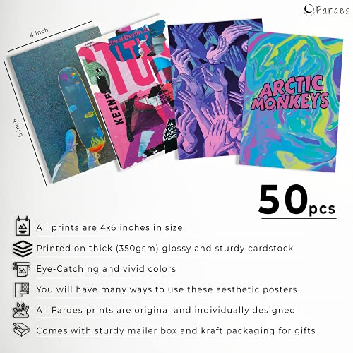 Image of Fardes Indie Room Decor for Bedroom Aesthetic, Indie Wall Collage Kit Aesthetic Pictures for Trippy Room Decor, 50pcs Grunge and Funky Decor Prints