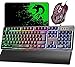 Produktbild Gaming-Tastatur, Maus, K13, kabelgebunden, Regenbogenfarben, LED-Hintergrundbeleuchtung, 104 Tasten, ergonomische Gamer-Tastatur + 2400 dpi, 6 Tasten, USB, optische Gaming-Maus-Sets