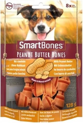 Smartbones Peanutbutter Mini Küçük Boy Yer Fıstıklı Kemik 8'li, 128 Gr Köpek Ödülü