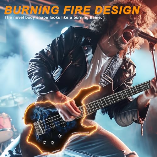 Ktaxon KT-EBS-531 Electric Bass Guitar Full Size Flame Design Bass Set thumb #1