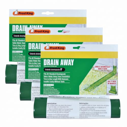 Frost King DE200 Standard Plastic Drain Away Downspout Extender, Extends 8-Feet, Green (Pack of 3)