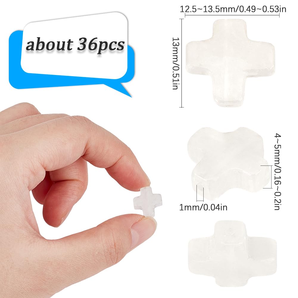 SUNNYCLUE 1 Box 36pcs Stone Cross Beads Small Cross Beads Quartz Crystal Easter Rosary Natural GemStone Mini Clear Crucifix Crosses Spacer Bead Bulk For Jewellery Making Women DIY Craft Accessories - Image 2