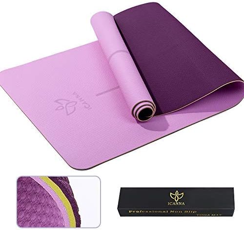 ICANNA Pro Non Slip Yoga Mat with Alignment Lines - 73" Extra Long Extra Thick with Strap, eco Friendly TPE Materials,1/4 inch Thick Pilates mat for Tall Men & Women
