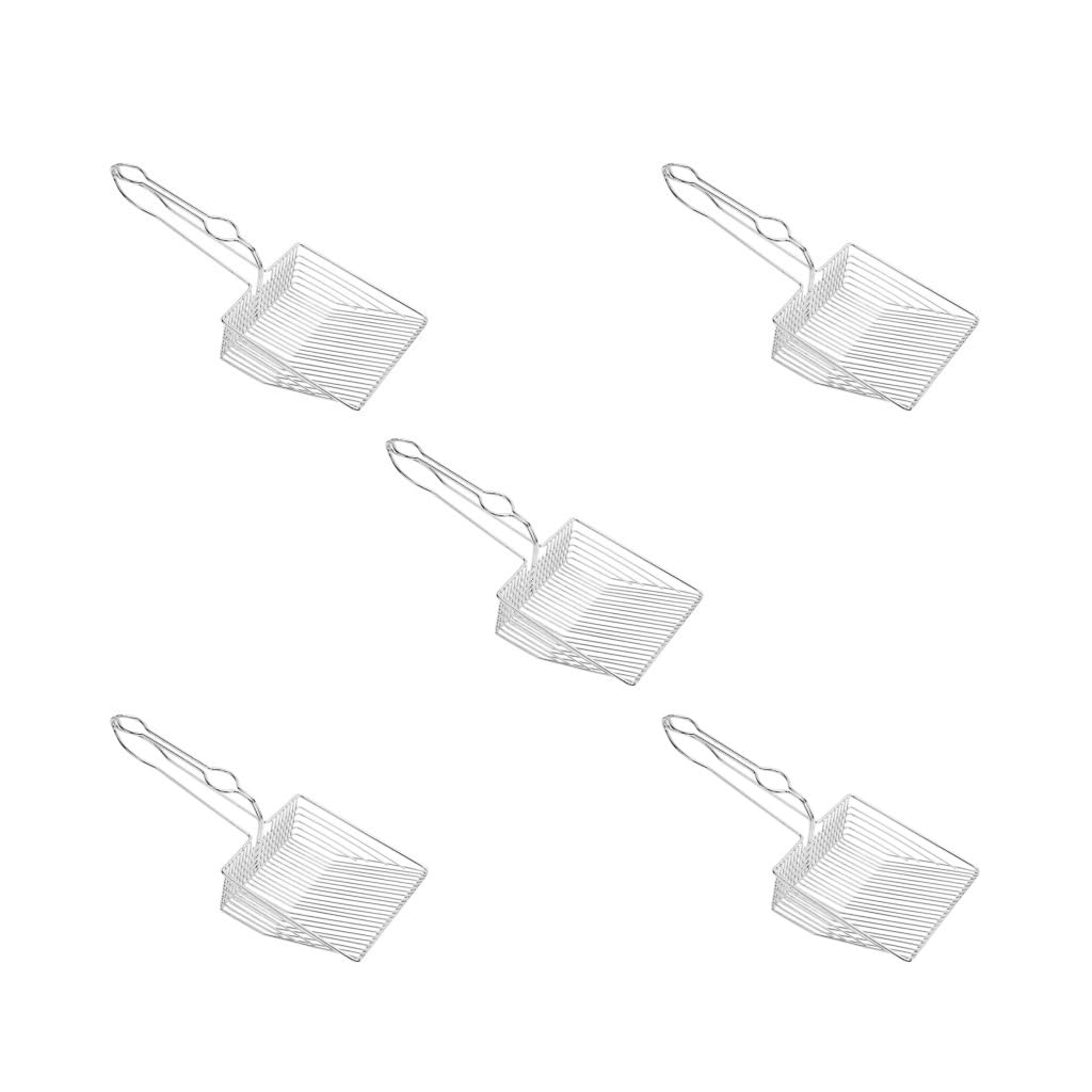 Set di 5 pala per lettiera, grande, setaccio fine, in metallo, resistente, forniture per animali domestici, paletta per urina con supporto per gatti, 23 linee, stile A 23 linee