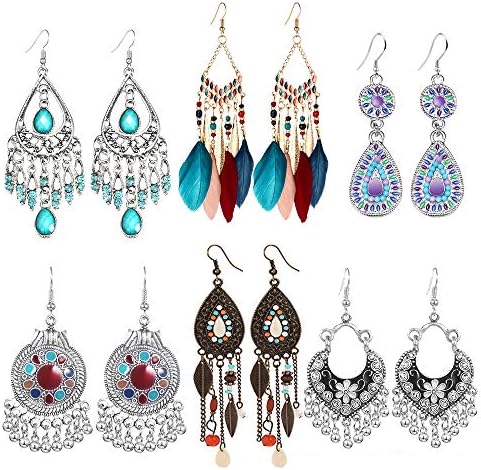 8 Pairs Vintage Drop Dangle Earrings for Women Girls Long Bohemian Earrings Set Boho Jewelry