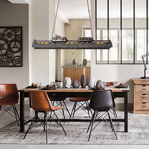 Mooijane 47Inchs Wrought Iron Steampunk Large Chandelier Retro Industrial Pendant Light Hanging Vintage Metal Rustic Lighting For Kitchen Restaurant Bar #TOP5