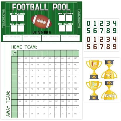 Football Pool Poster, 13” inch x 19”inch Football Pool Game Set, Football, Super Game Bowl Party Pool Poster, Big Game Party Decorations, Football Birthday Party Decorations (3pcs) Cover