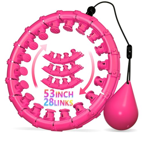 Argvsde Weighted Hula Infinity Fitness Hoop for Adult Weight Loss, 2 in 1 Smart Fitness Workout Hula Circle Hoops with 28 Links(53 Inch), Exercise Fit Hoop Suitable for Women and Beginners