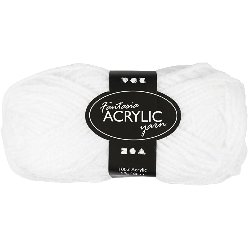 Fantasia Acrylic Yarn, L: 80 m, white, 50g