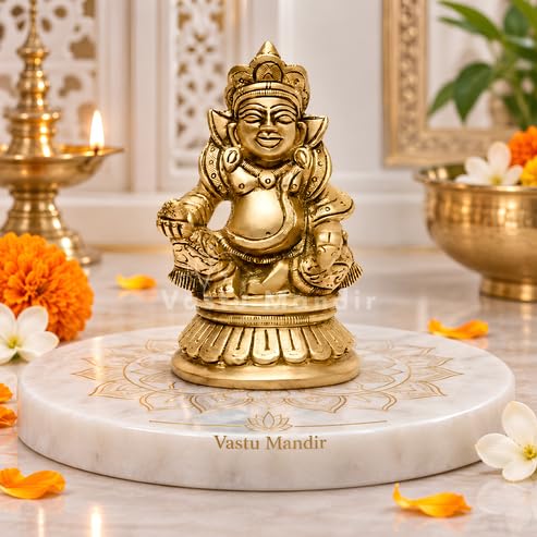 Image of Brass Kuber Ji Idol, Vastu Remedy for Wealth & Prosperity (12 cm, 550 g)