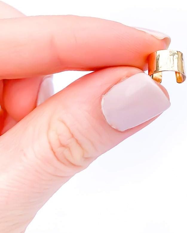 Ear Cuff Gold, 14K Gold Filled, Hammered, 5mm Wide, 10mm Diameter, No Piercing, Mini Ear Cuff, Gold Ear Cuffs For Women Non Piercing, Gold Filled Ear Cuff, Ear Cartilage Cuff - Image 4