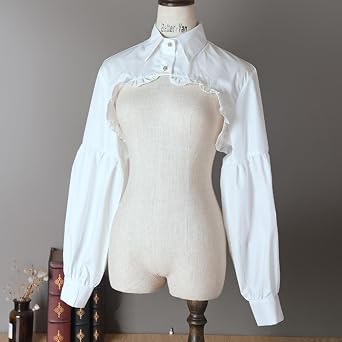 Fake Collar Long Lantern Sleeve Dickey With Flower Embroidery Lace Half Blouse False Collar Shirts