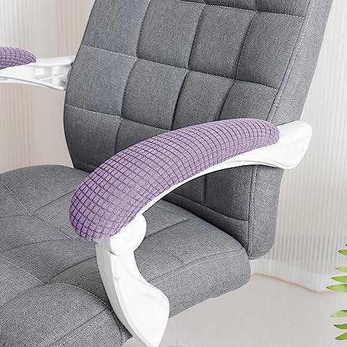 Image of FORCHEER Office Chair Armrest Covers Stretchable Water Resistant Spandex Stretch Jacquard Elastic Band Computer Office Chair Arm Pad Covers Chair Slipcover for Desk Chairs Arm 2P-Purple