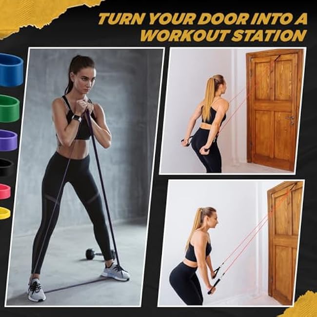 Soulchen 6 Pcs Resistance Bands Set Pull up Bands for Men Women Resistance Training with Door Anchor and Storage Bag for Physical Therapy, Muscle Training Aid, Fitness