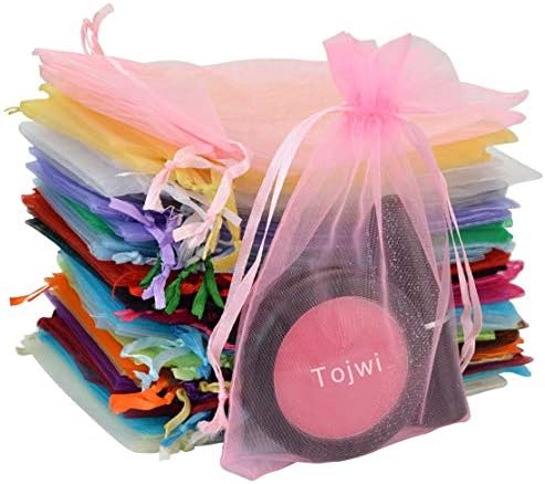 LOKIPA 60PCS Multicolor Jewelry Pouches Drawstring Organza Gift Bags Pouches , 3.5x4.7 Inches