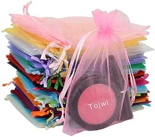 LOKIPA 60PCS Multicolor Jewelry Pouches Drawstring Organza Gift Bags Pouches , 3.5x4.7 Inches