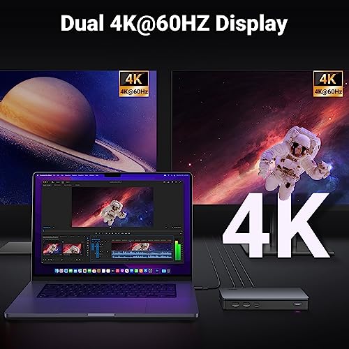 Image of UGREEN 9-in-1 USB C Docking Station, DisplayLink Revodok Pro 209, 4K@60Hz | Monitor Dock for MacBook and Windows with 2xDP & 2xHDMI, 10 Gbps USB C & USB-A Data Ports, PD 100W, Gigabit Ethernet