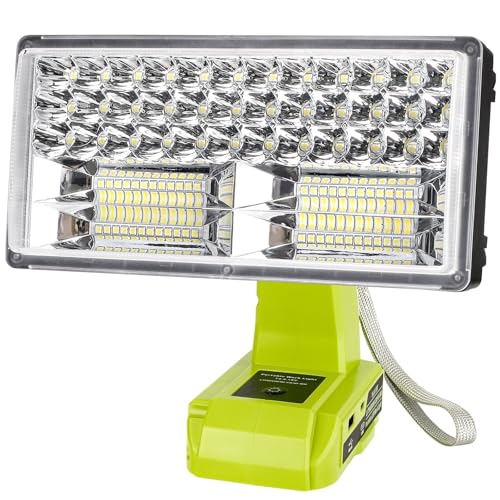 Image of 50W 4200LM Cordless LED Work Light for Ryobi One 18V Battery Portable Flood Lights for Outdoor Indoor Workshop Job Site, Floodlight & Spotlight Modes /Pivoting Head /USB Port(No Battery)