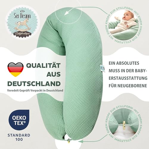 sei Design XXL Stillkissen 190x35 cm mit Musselin-Bezug ergonomisch. Schwangerschaftskissen Seitenschläferkissen Komfortkissen für… – Ansicht 6