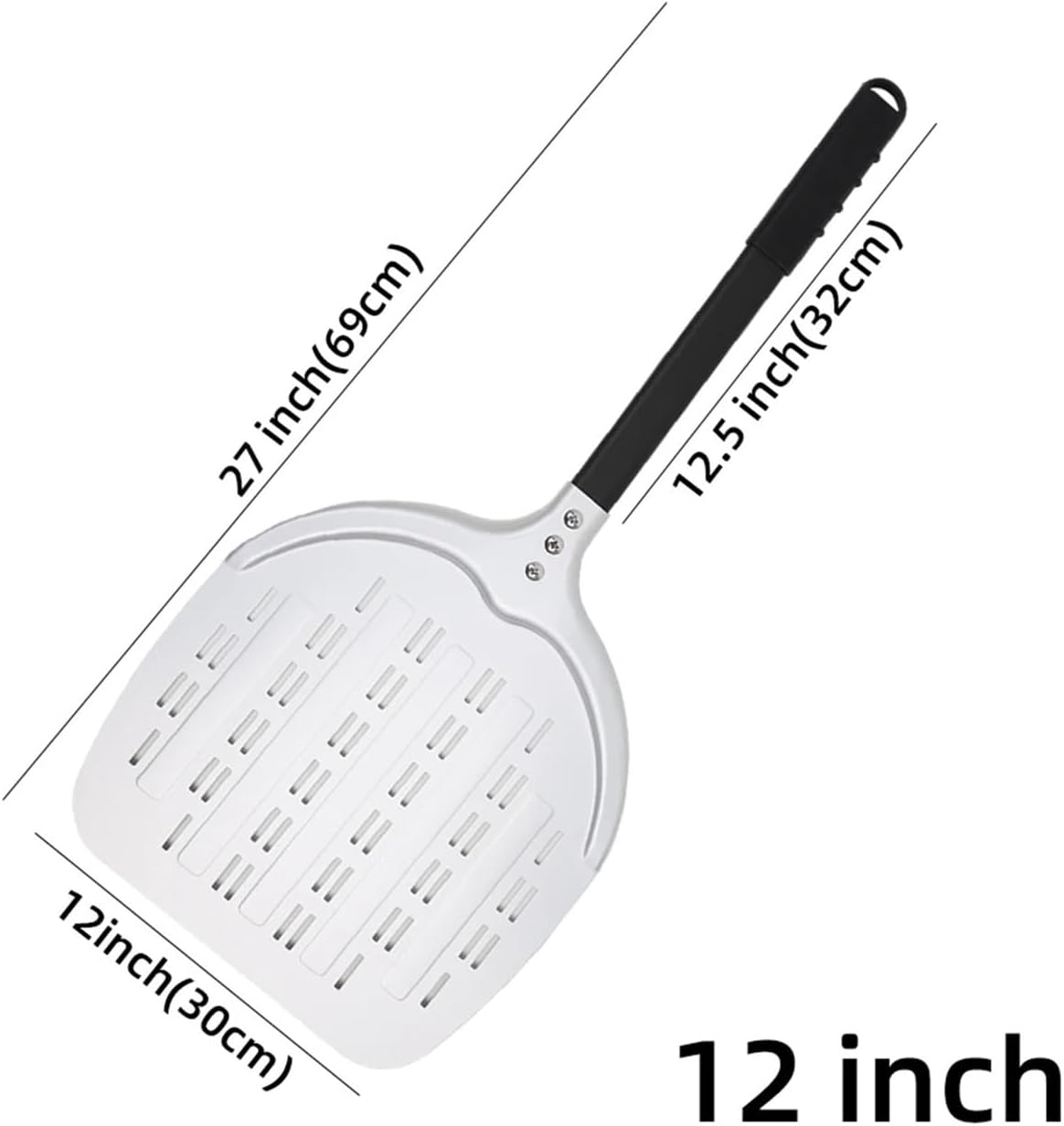 12 13 14Inch Pizza Peel Long Handle Turning Aluminum Pizza Turner Nonstick Baking Tool Perforated Paddle Kitchen Accessory